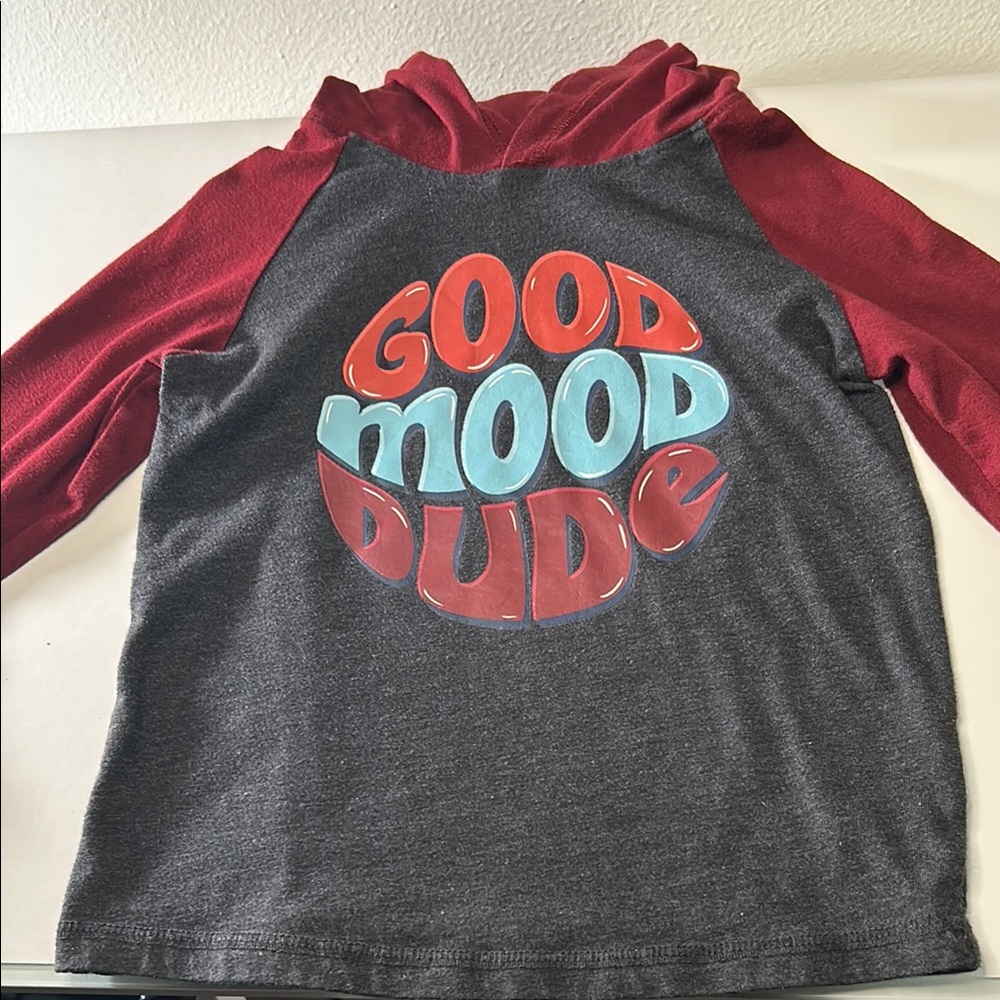 Kids Good Mood Dude Hoodie - Red and Gray